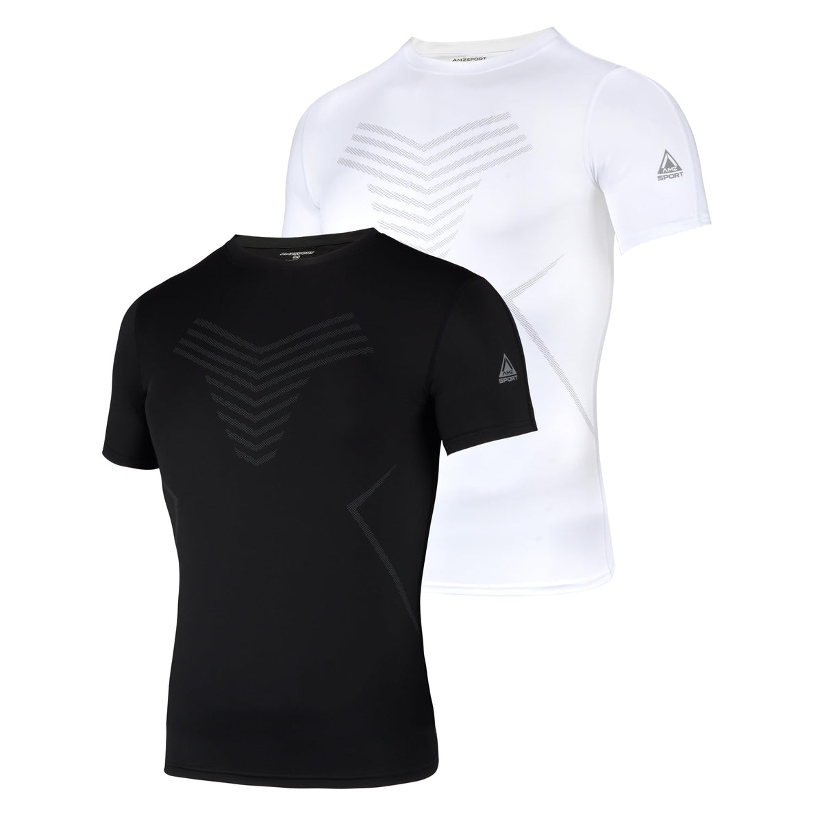 AMZSPORT Men's 1/2-Pack Short Sleeve Compression Shirt Running Top