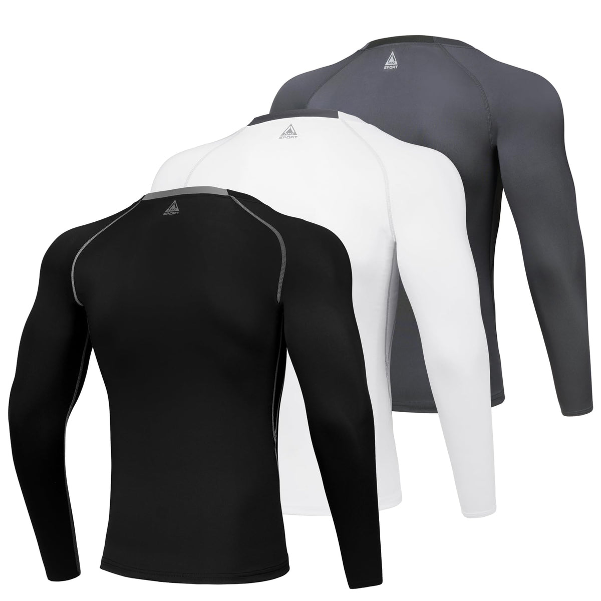 AMZSPORT Men's Long Sleeve Compression Running Shirt Quick Dry