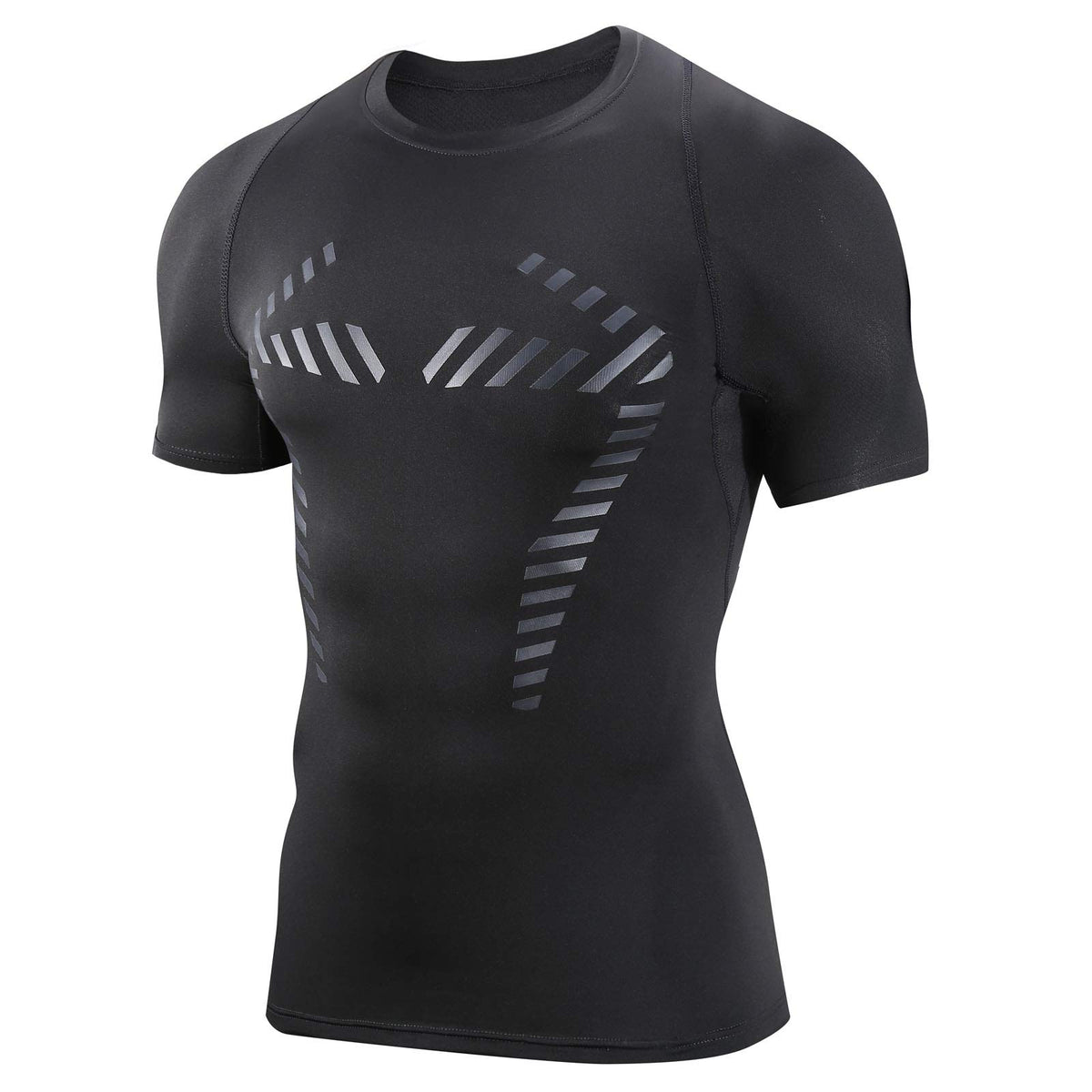 AMZSPORT Men's Breathable Compression Shirt, Short Sleeve