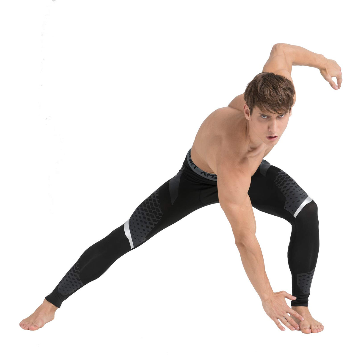 AMZSPORT Men's Quick-Dry Compression Running Tights