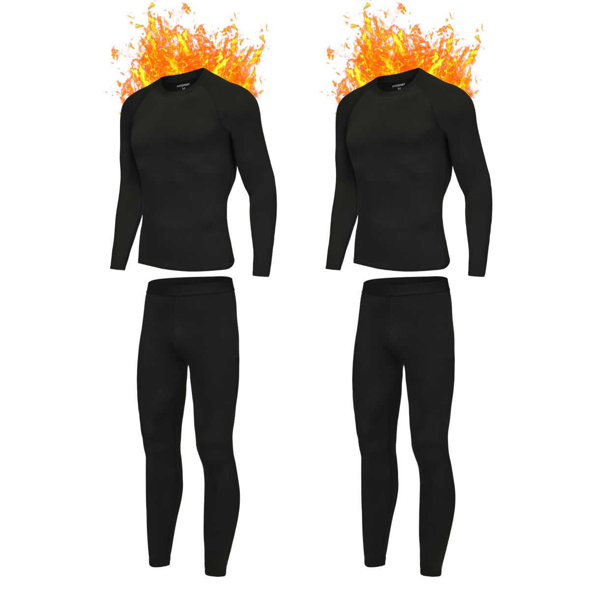AMZSPORT Men's Warm Thermal Underwear Set, Base Layer