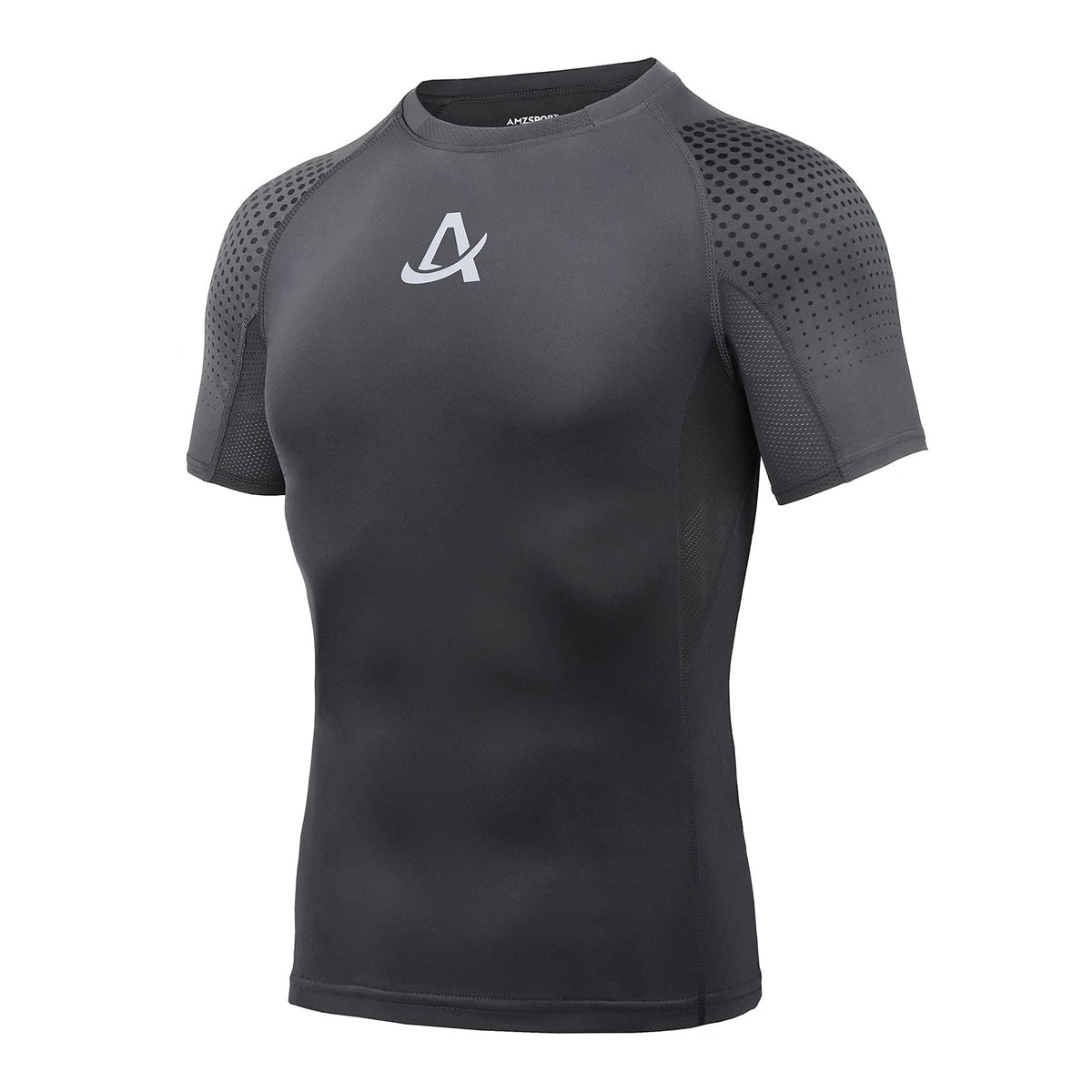 AMZSPORT Men's Short Sleeve Compression Shirt Quick-Dry Running Top
