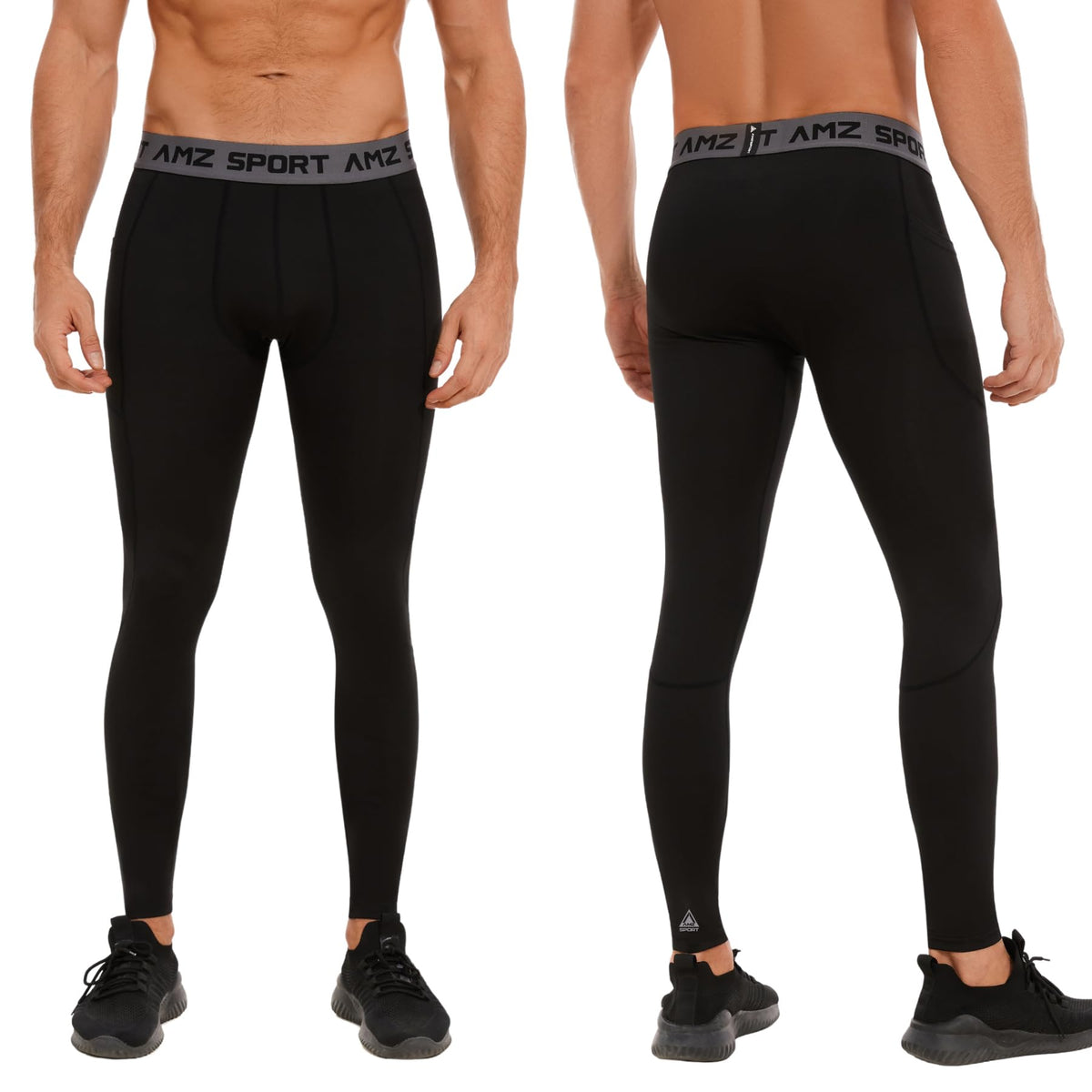 AMZSPORT Men's 2-Pack Compression Leggings