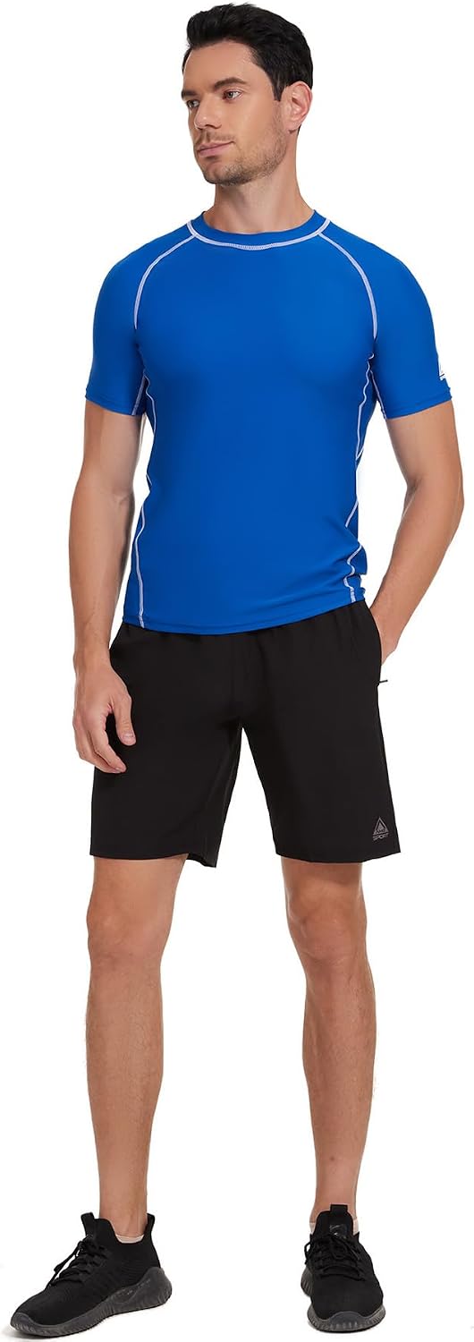 AMZSPORT Men's Rash Guard Shirt, UPF 50+ UV Protection