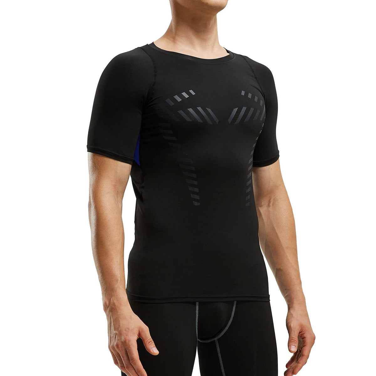 AMZSPORT Men's Breathable Compression Shirt, Short Sleeve