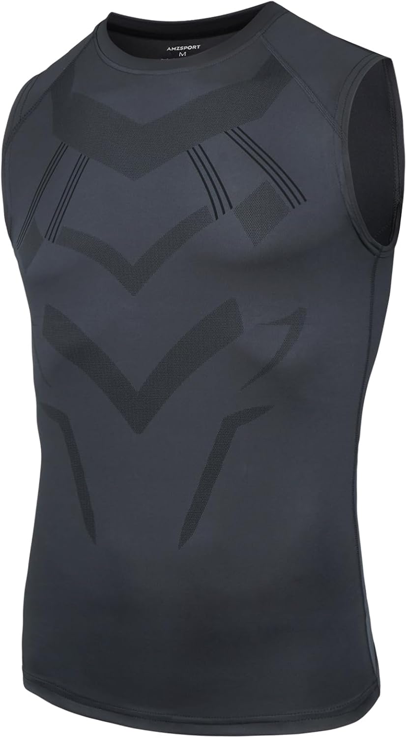 AMZSPORT Men's Compression Tank Top Sleeveless Base Layer Shirt