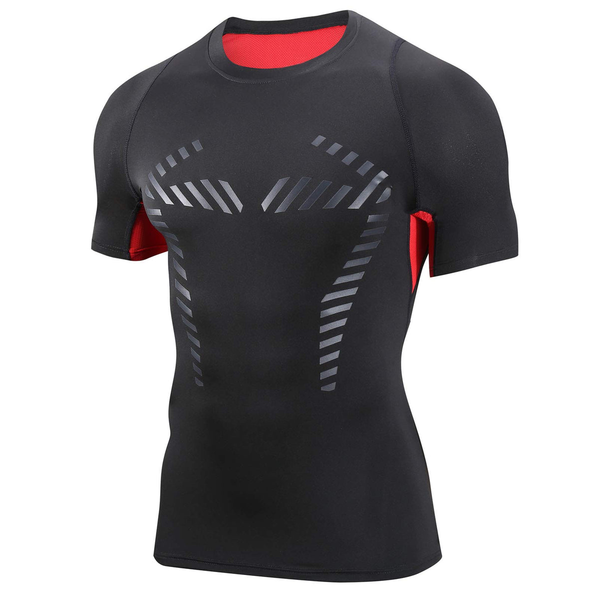 AMZSPORT Men's Breathable Compression Shirt, Short Sleeve