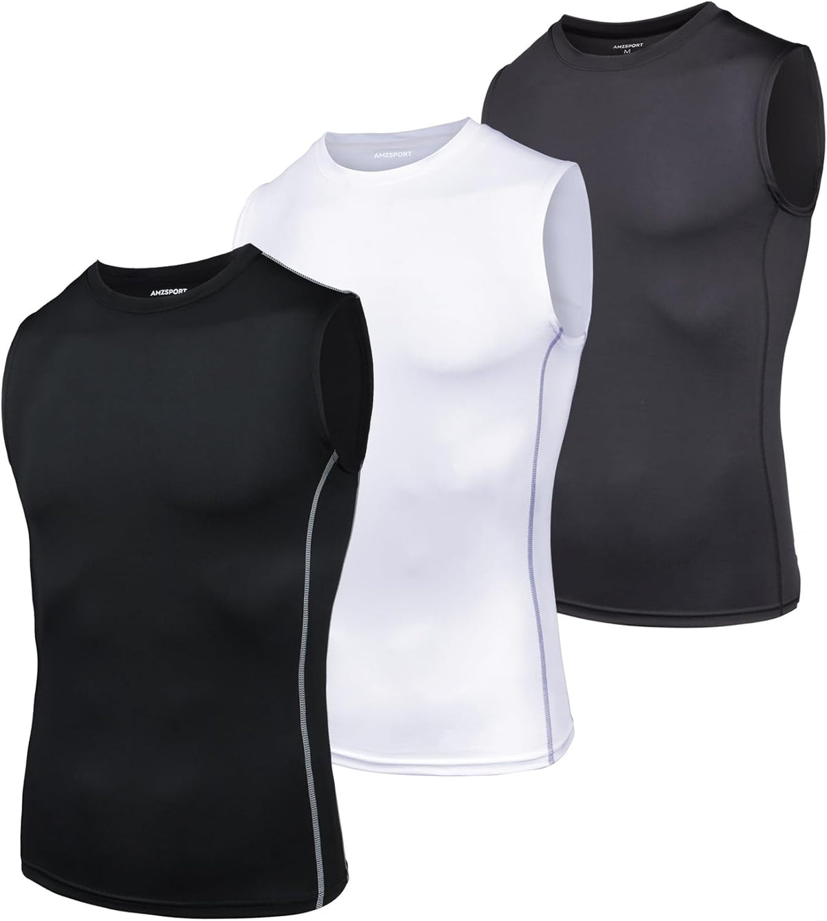 AMZSPORT Men's Compression Tank Top Sleeveless Base Layer Shirt