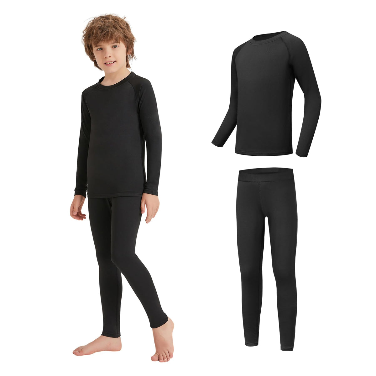 AMZSPORT Kids' Thermal Base Layer Set, Warm & Quick-Dry