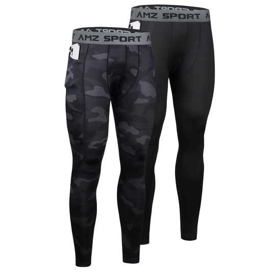 AMZSPORT Men's 2-Pack Compression Leggings