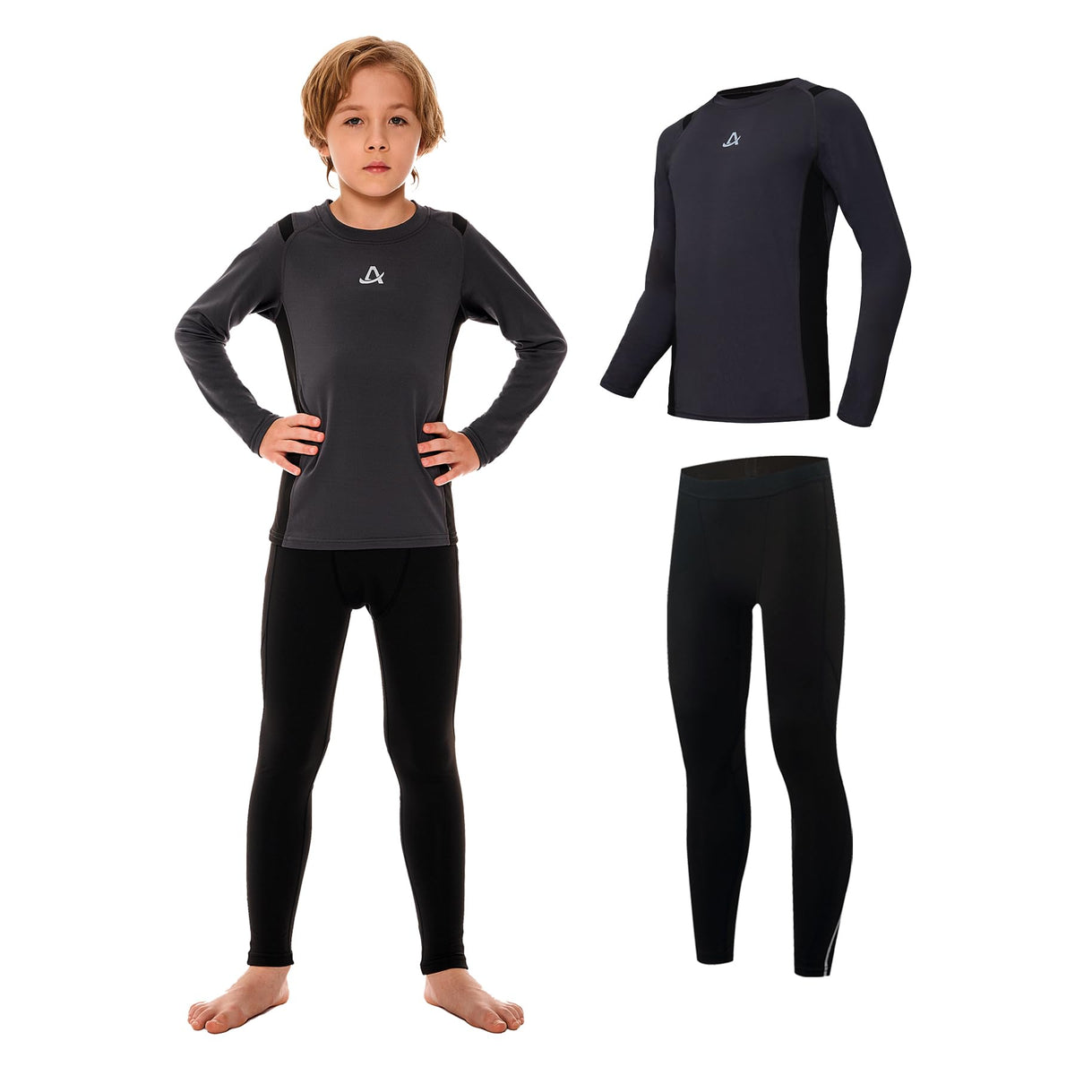 AMZSPORT Kids' Thermal Base Layer Set, Warm & Quick-Dry