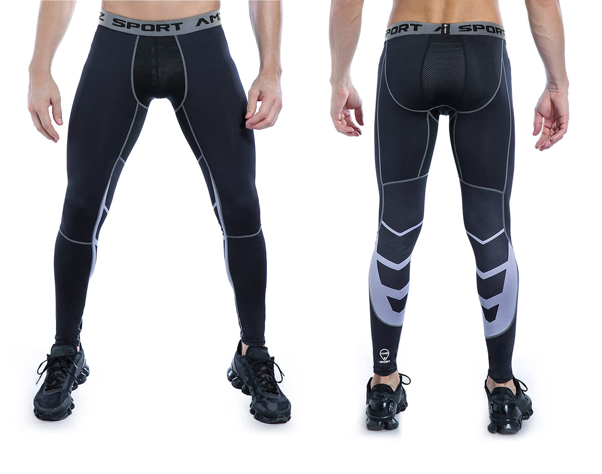 AMZSPORT Men's Quick-Dry Compression Running Tights