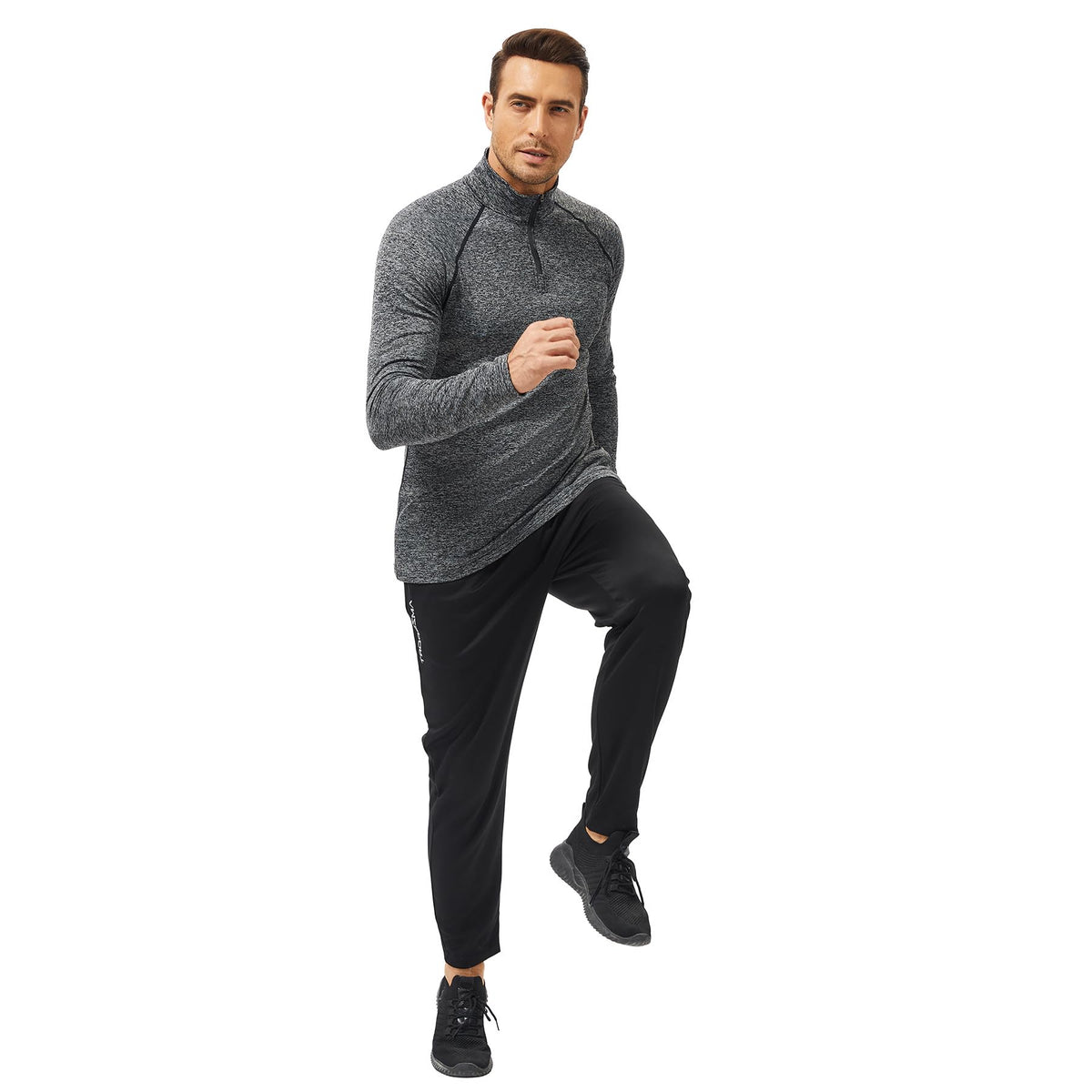 AMZSPORT Men's 1/4 Zip Long Sleeve Running & Training Shirt