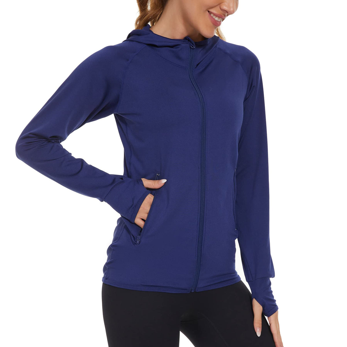 AMZSPORT Women's Running Jacket Long Sleeve Sports Zip-Up