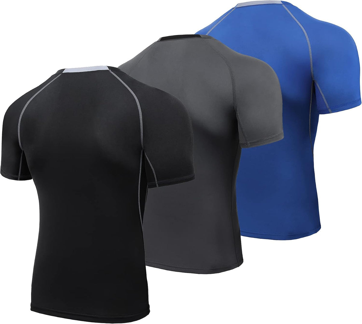 AMZSPORT Men's Short Sleeve Compression Shirt, Cool Dry Running Top