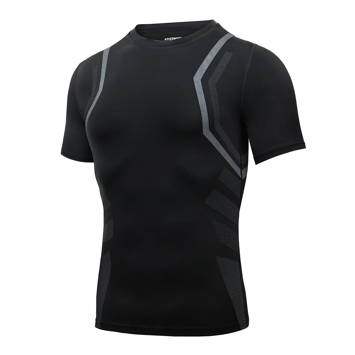 AMZSPORT Men's Short Sleeve Compression Shirt Quick-Dry Running Top