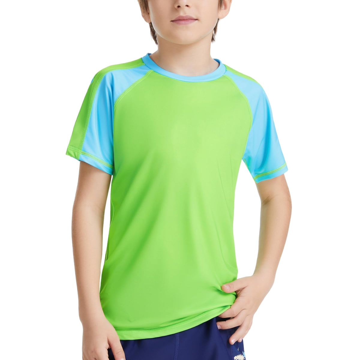 AMZSPORT Kids UPF 50+ Short Sleeve Swim Shirt