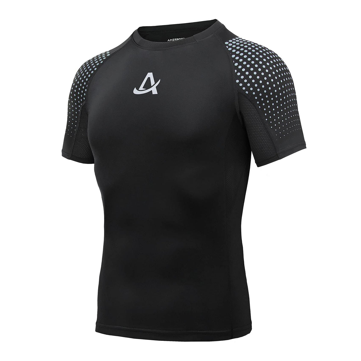 AMZSPORT Men's Short Sleeve Compression Shirt Quick-Dry Running Top