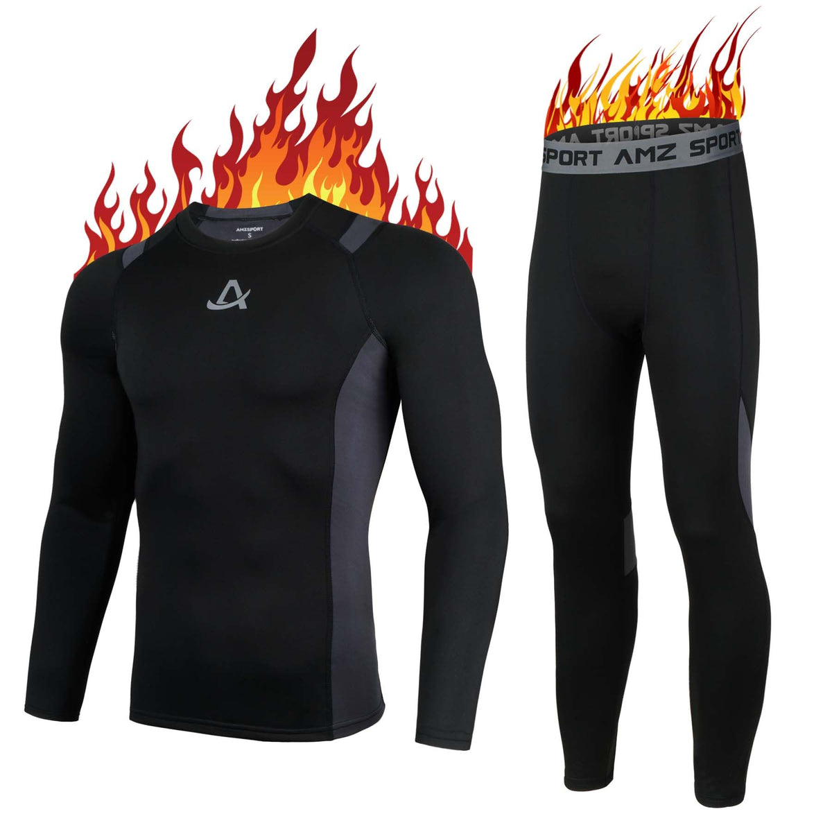 AMZSPORT Men's Warm Thermal Underwear Set, Base Layer