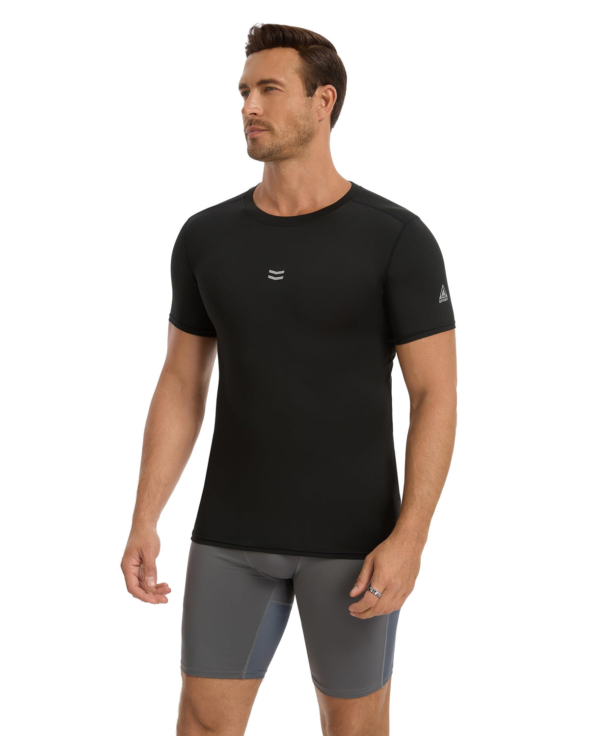 AMZSPORT Men's Short Sleeve Compression Shirt Quick-Dry Running