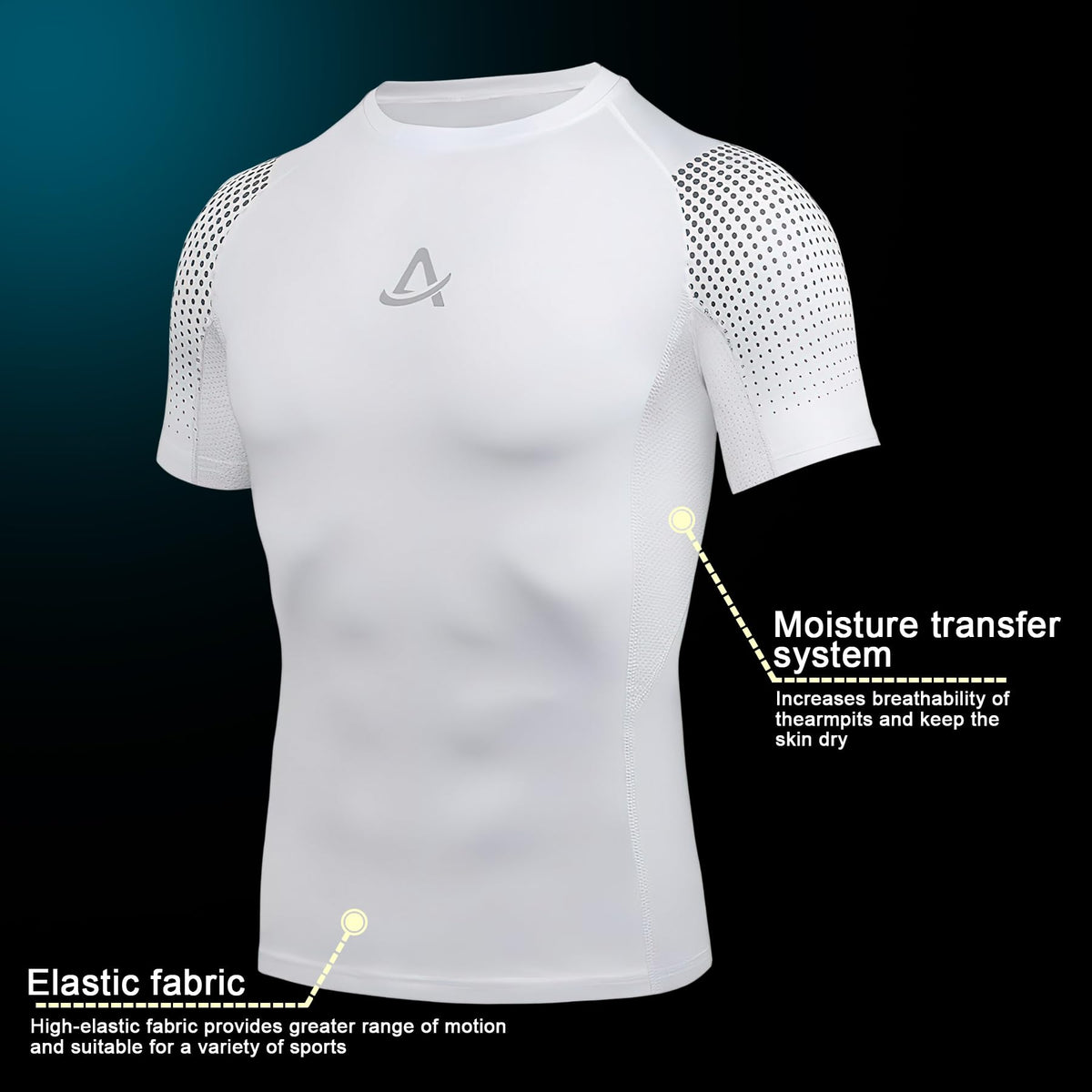 AMZSPORT Men's Short Sleeve Compression Shirt Quick-Dry Running Top