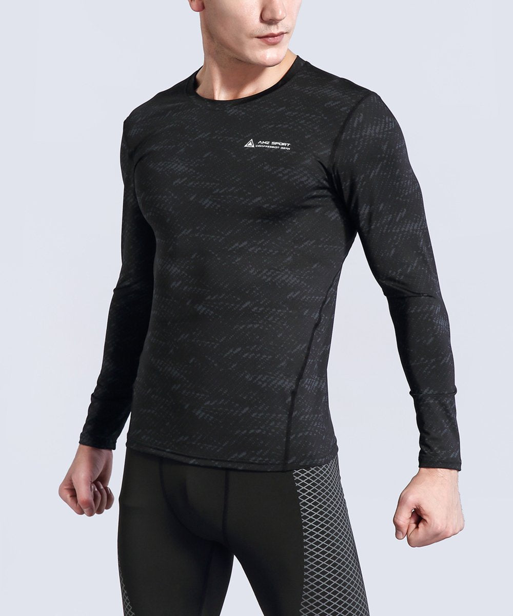 AMZSPORT Men's Long Sleeve Compression Shirt, All-Season