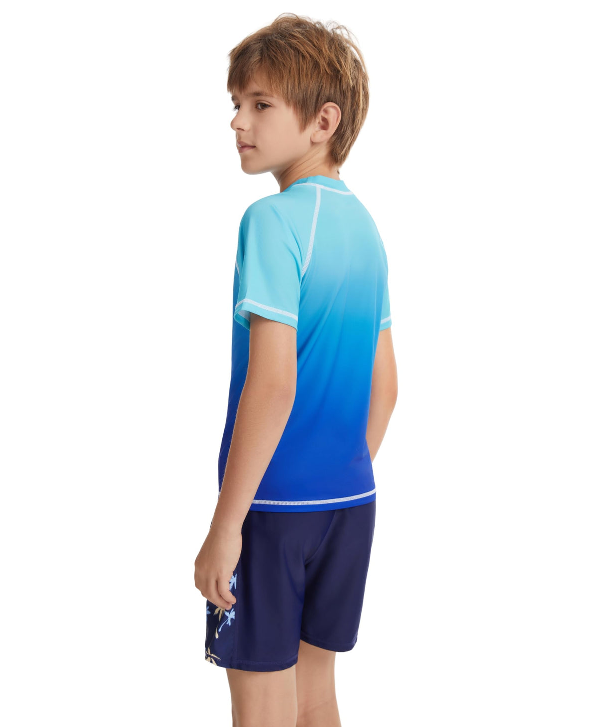 AMZSPORT Kids UPF 50+ Short Sleeve Swim Shirt