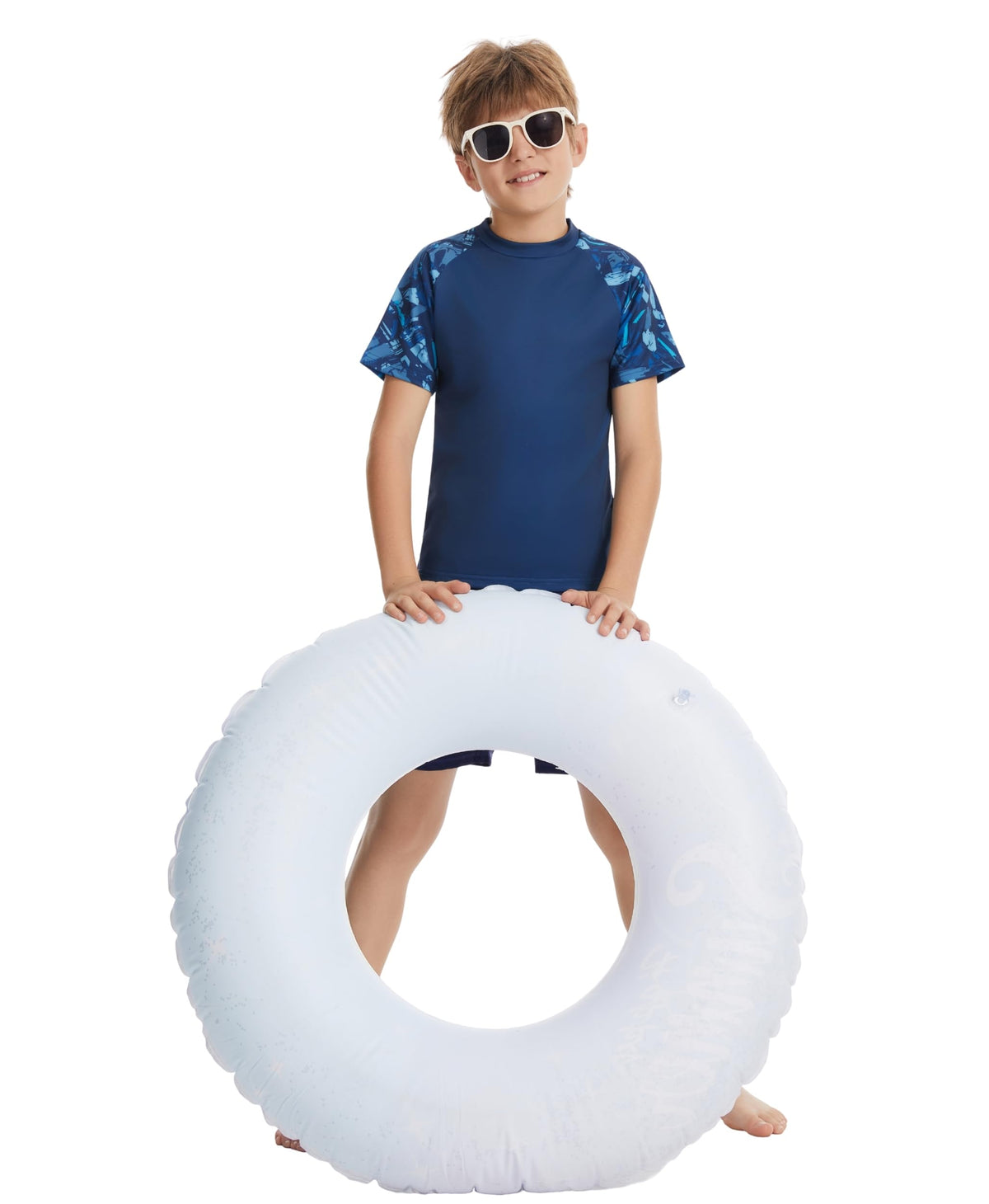 AMZSPORT Kids UPF 50+ Short Sleeve Swim Shirt