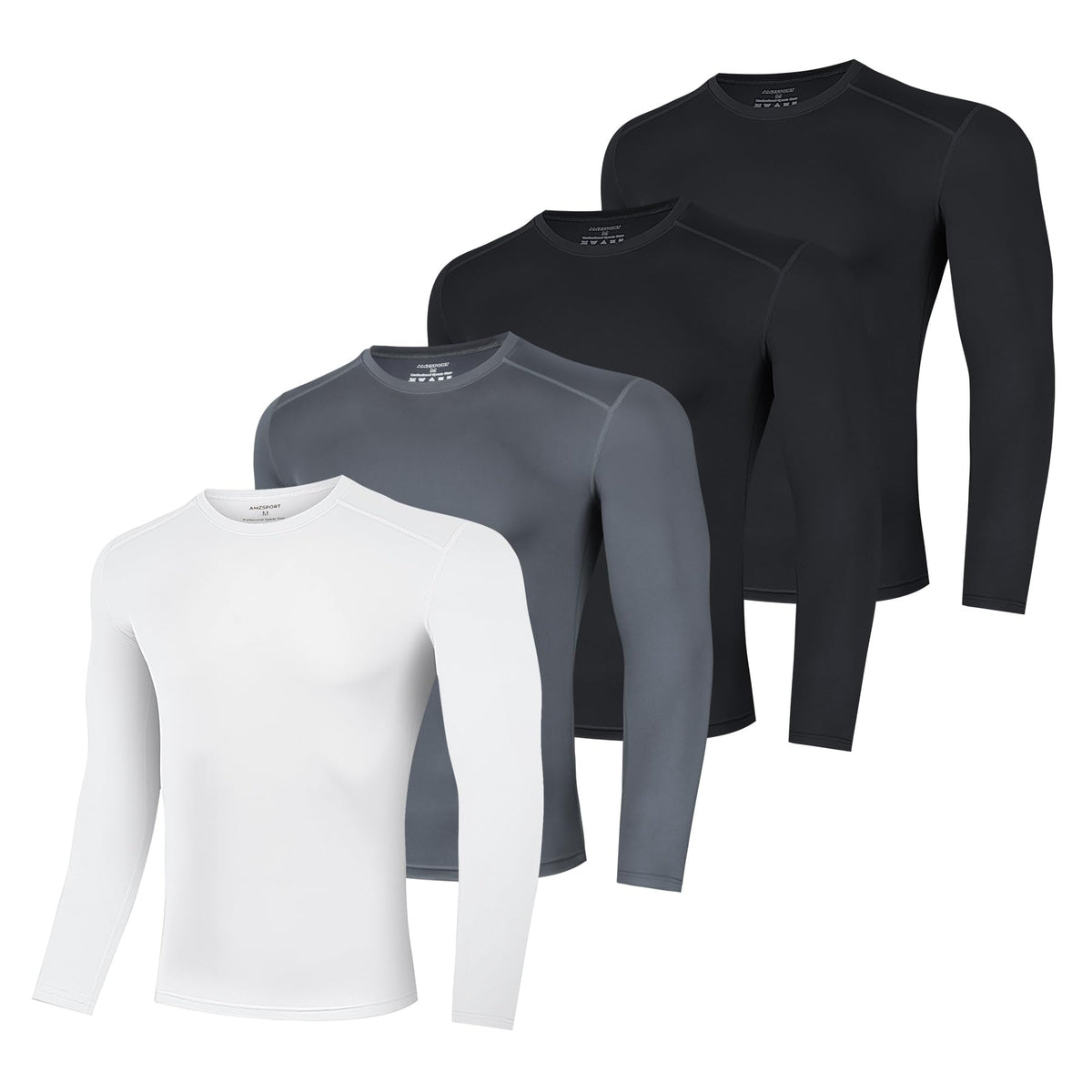 AMZSPORT Men's Long Sleeve Compression Shirt, Quick-Dry