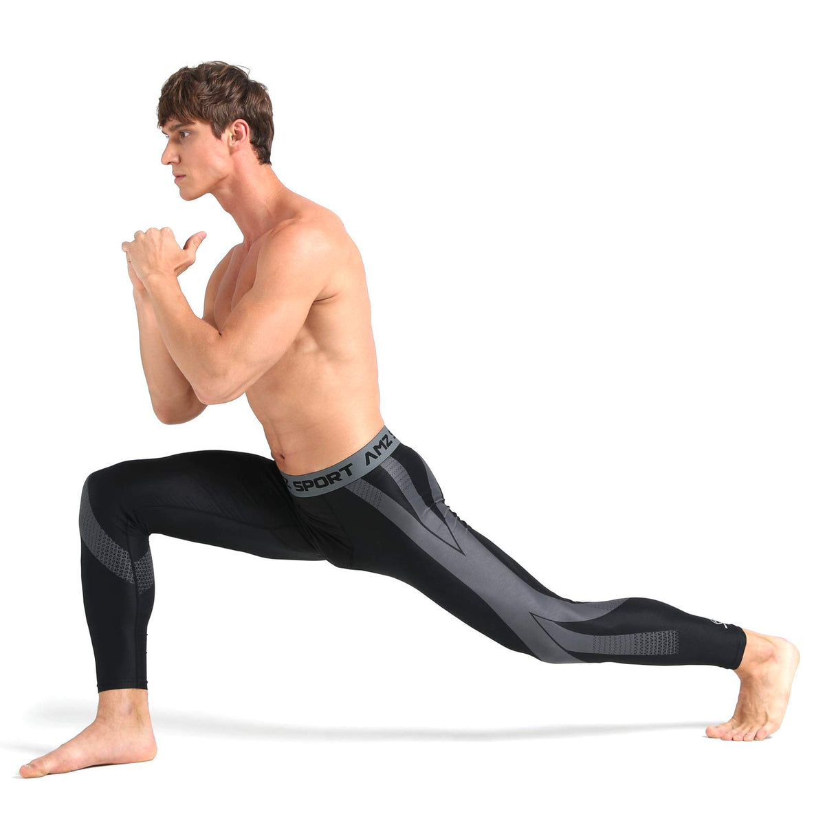 AMZSPORT Men's Quick-Dry Compression Running Tights