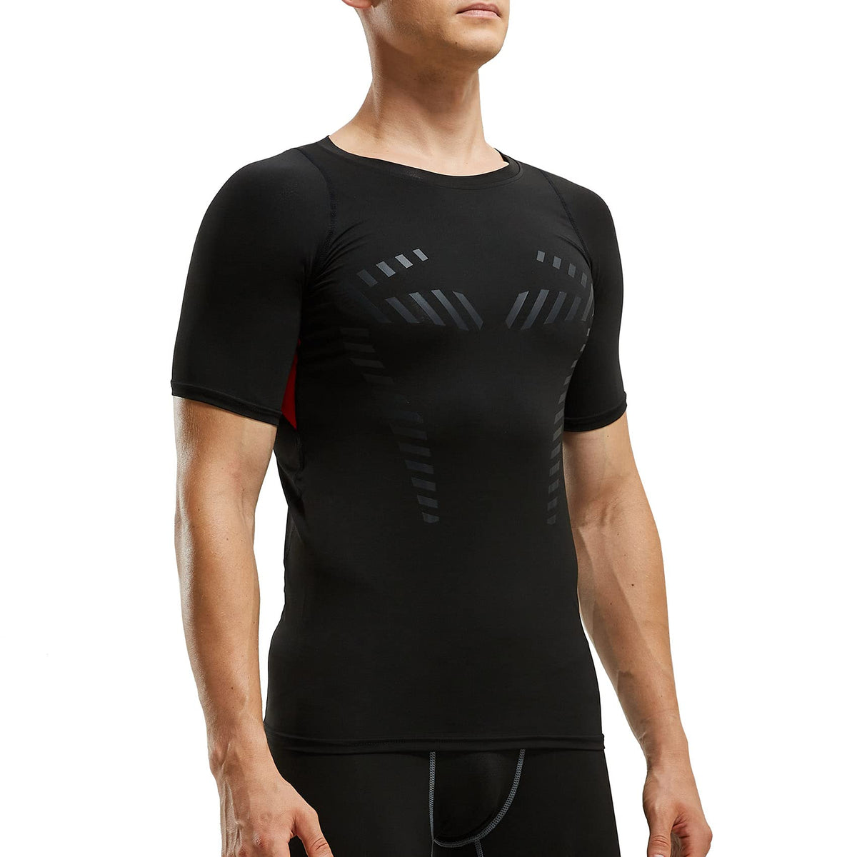 AMZSPORT Men's Breathable Compression Shirt, Short Sleeve