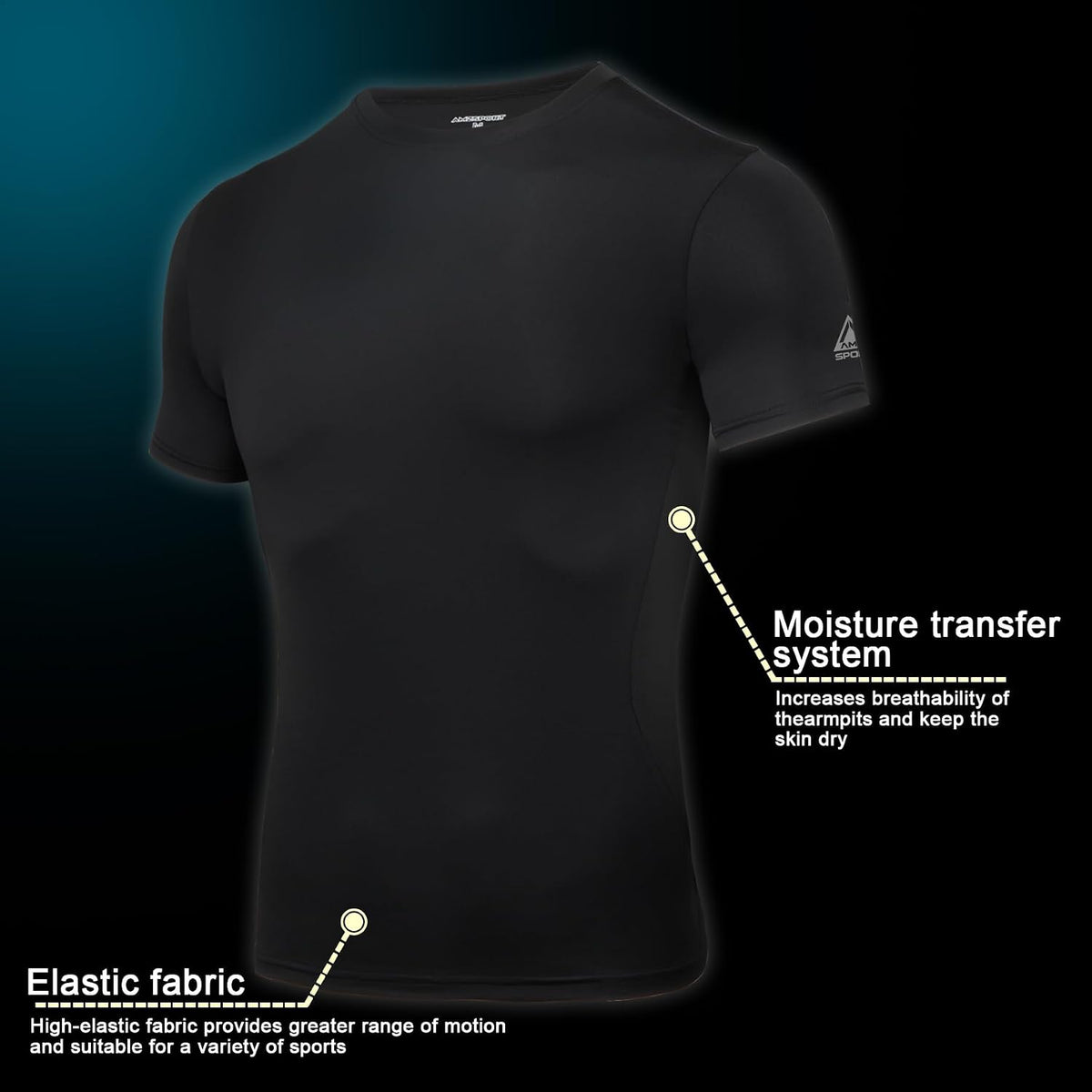 AMZSPORT Men's Short Sleeve Compression Shirt, Cool Dry Running Top