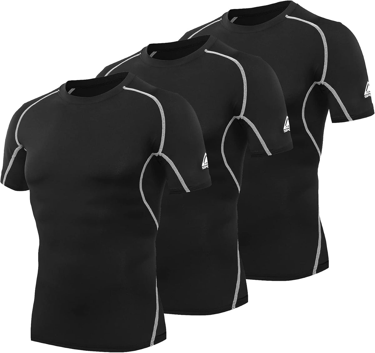 AMZSPORT Men's Short Sleeve Compression Shirt, Cool Dry Running Top