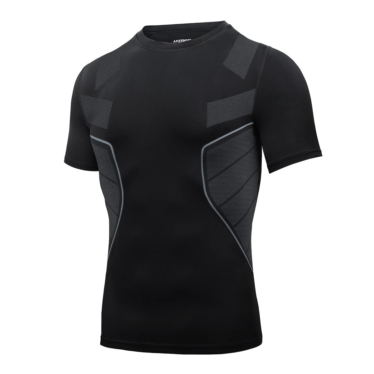 AMZSPORT Men's Short Sleeve Compression Shirt Quick-Dry Running Top