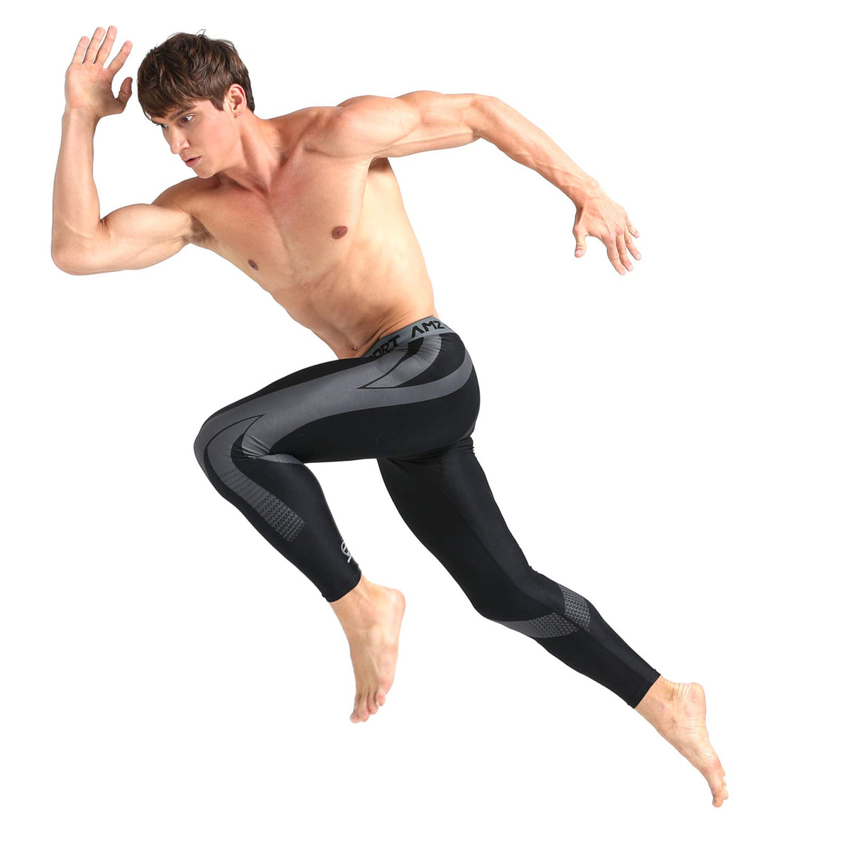 AMZSPORT Men's Quick-Dry Compression Running Tights