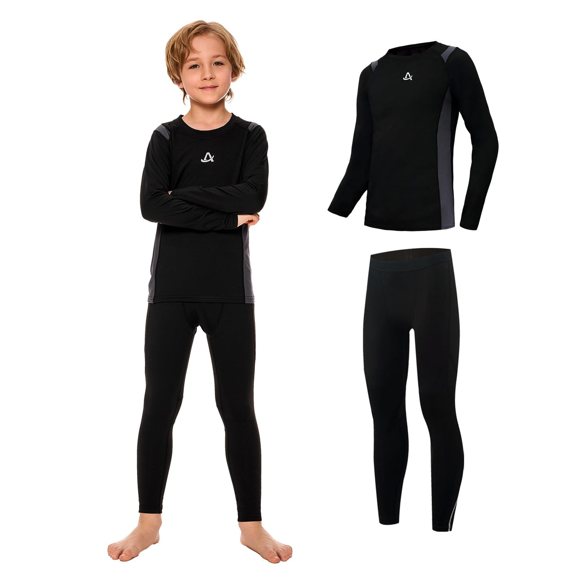 AMZSPORT Kids' Thermal Base Layer Set, Warm & Quick-Dry