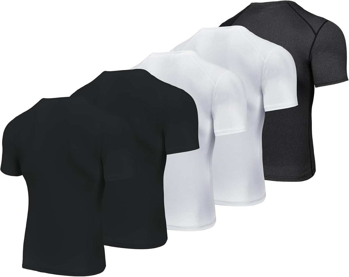 AMZSPORT Men's Short Sleeve Compression Shirt, Cool Dry Running Top
