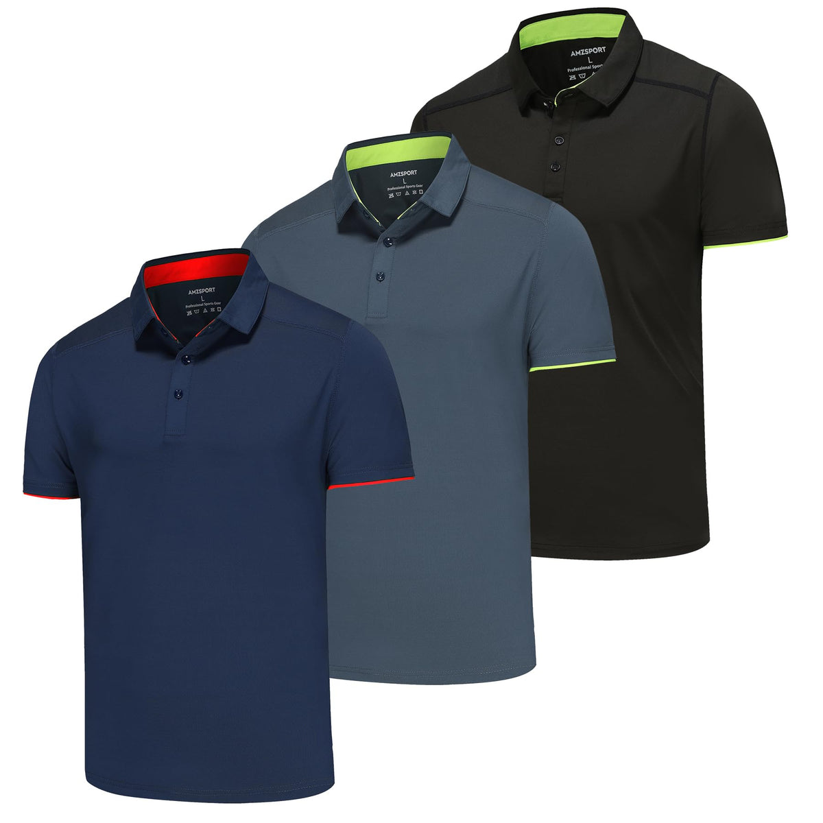 AMZSPORT 3 Pack MEN Poloshirt Basic  Polo T Shirt Slim Fit Golf