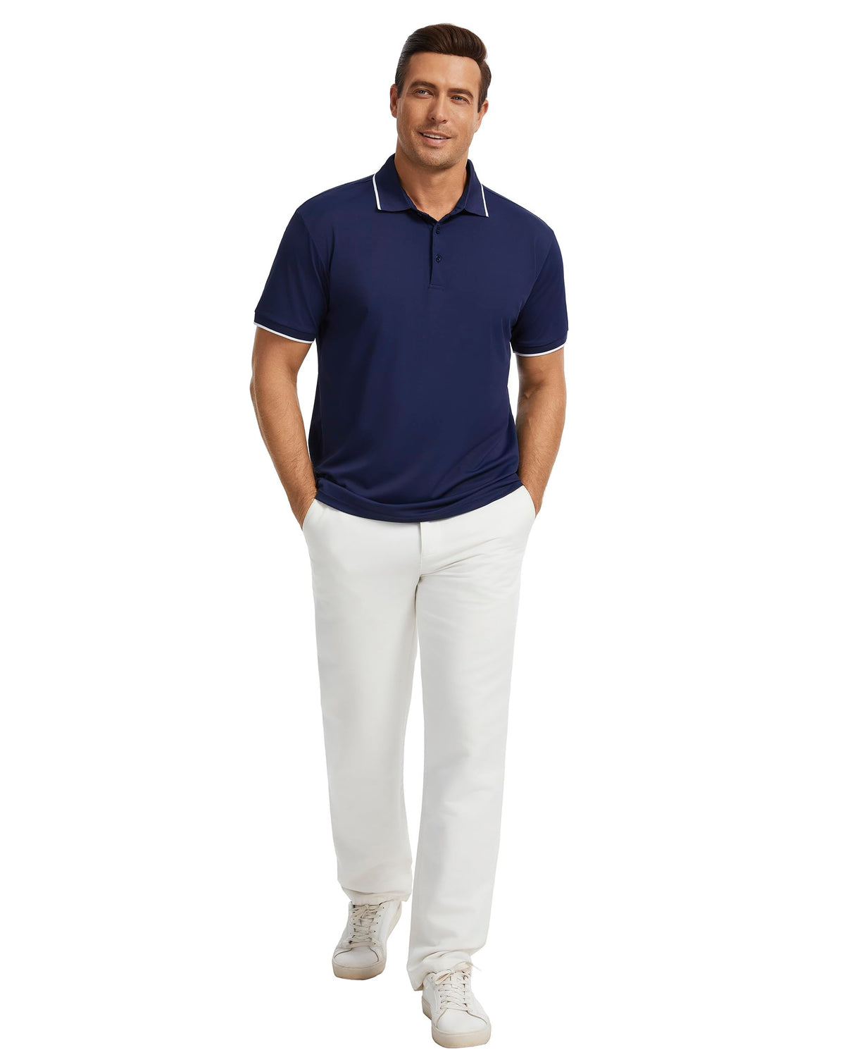 AMZSPORT Men's Short Sleeve Polo Shirt For Golf,Business Or Casual