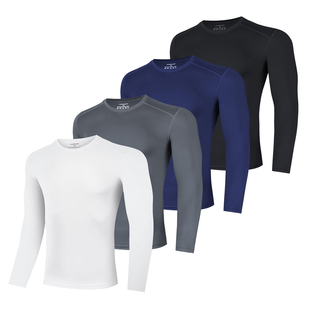 AMZSPORT Men's Long Sleeve Compression Shirt, Quick-Dry