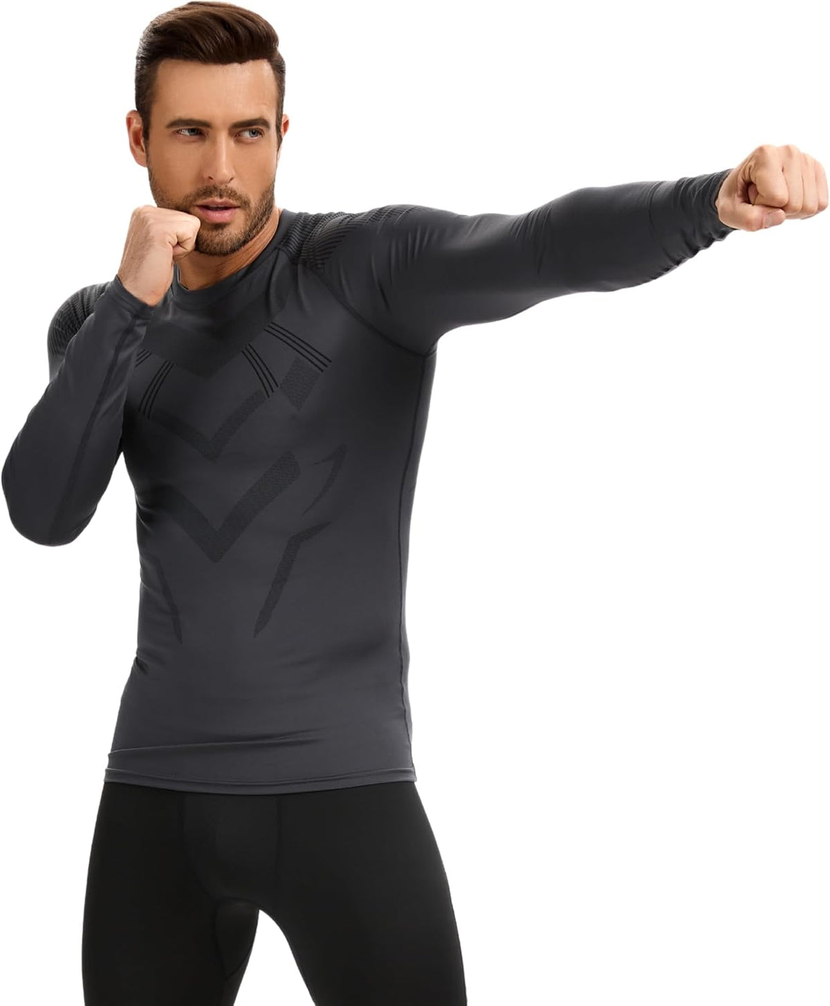 AMZSPORT Men's Long Sleeve Compression Shirt