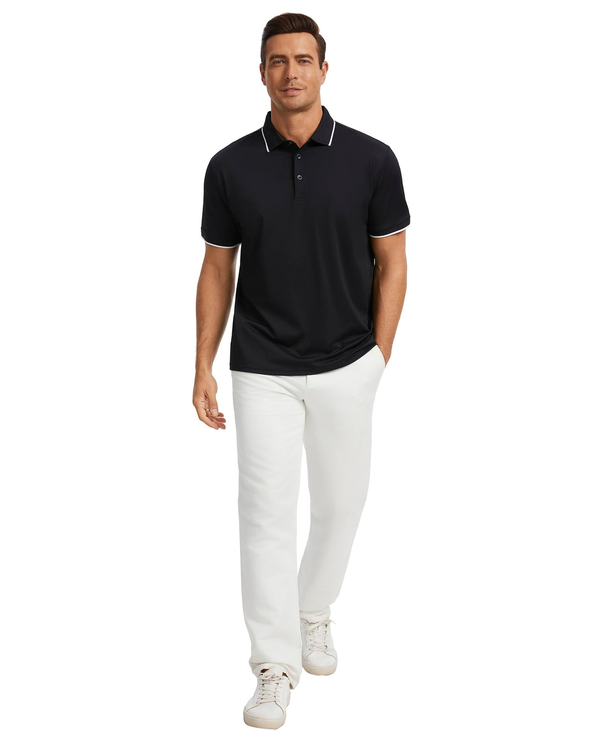 AMZSPORT Men's Short Sleeve Polo Shirt For Golf,Business Or Casual