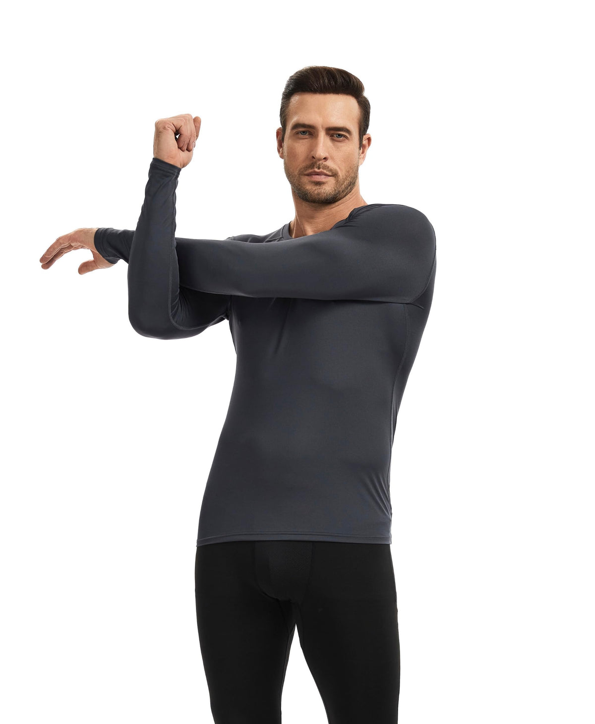 AMZSPORT Men's Long Sleeve Compression Shirt, Quick-Dry