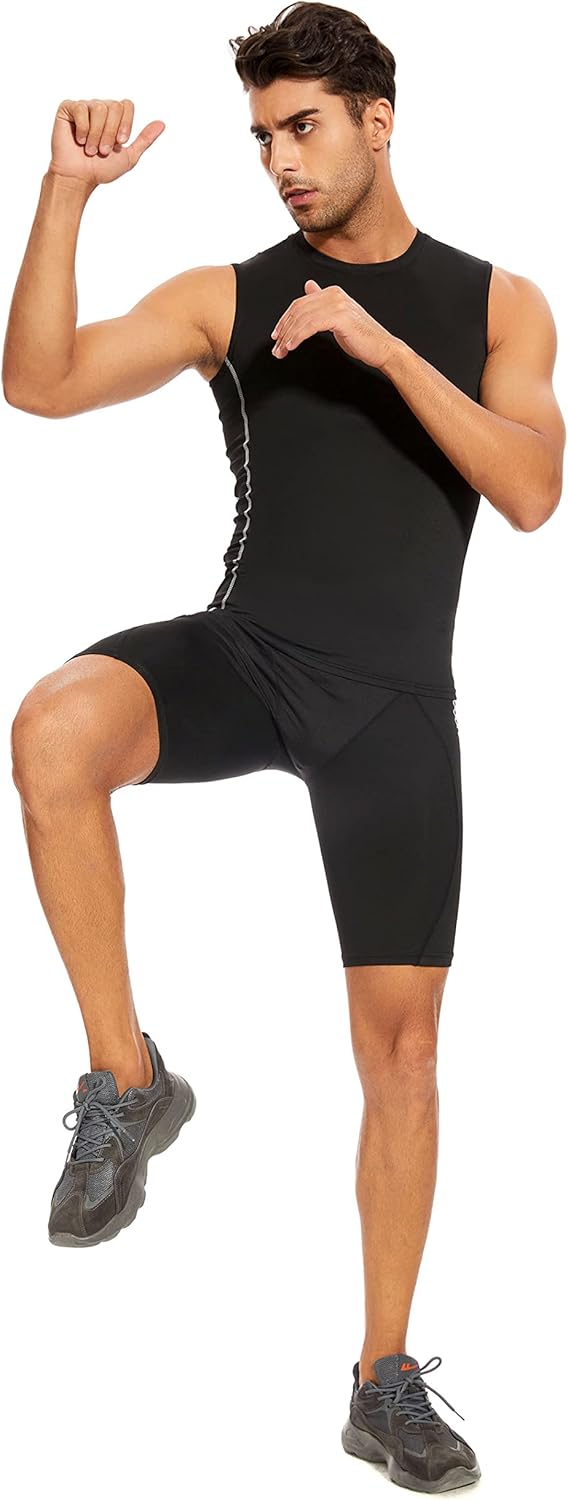 AMZSPORT Men's Compression Tank Top Sleeveless Base Layer Shirt