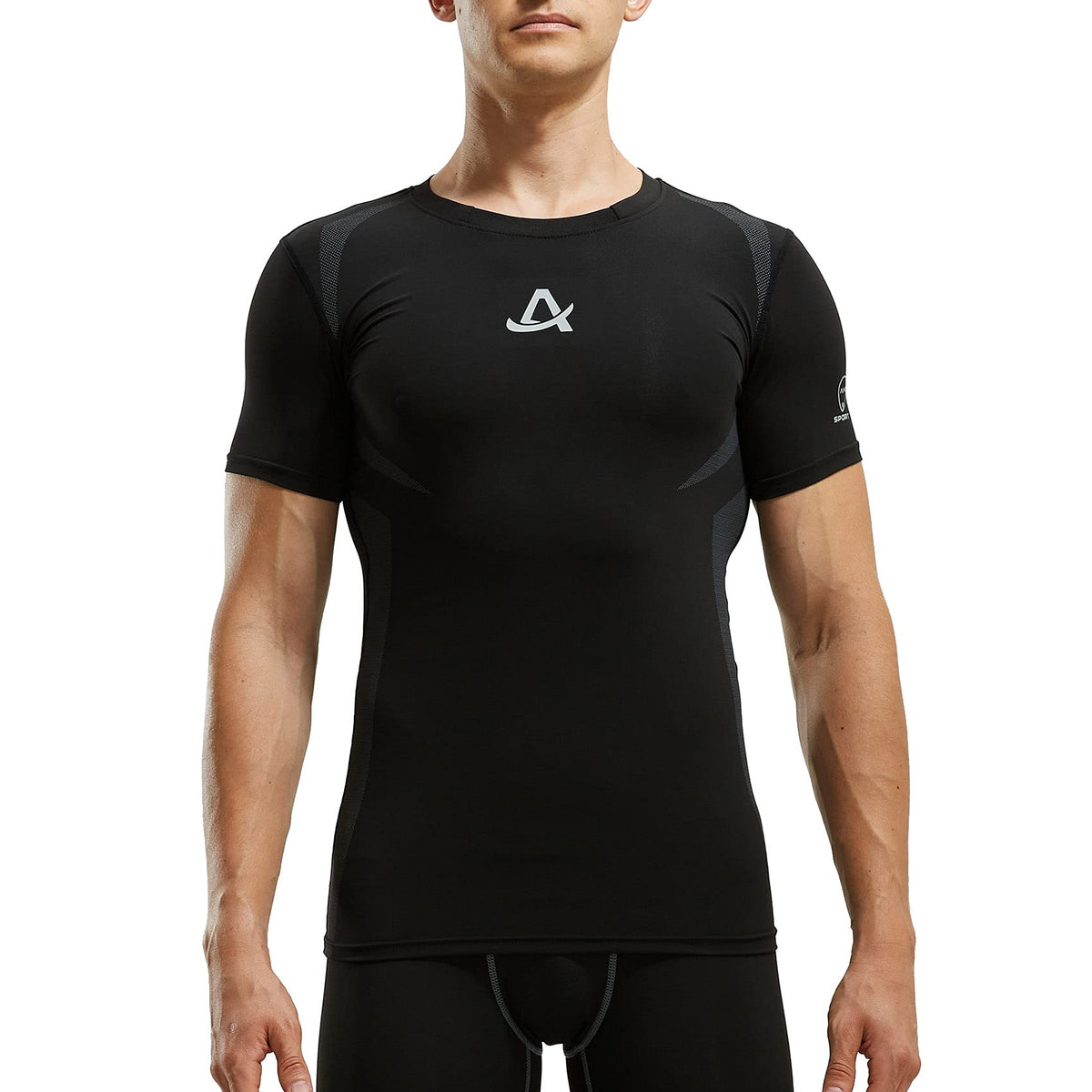 AMZSPORT Men's Short Sleeve Compression Shirt Quick-Dry Running Top