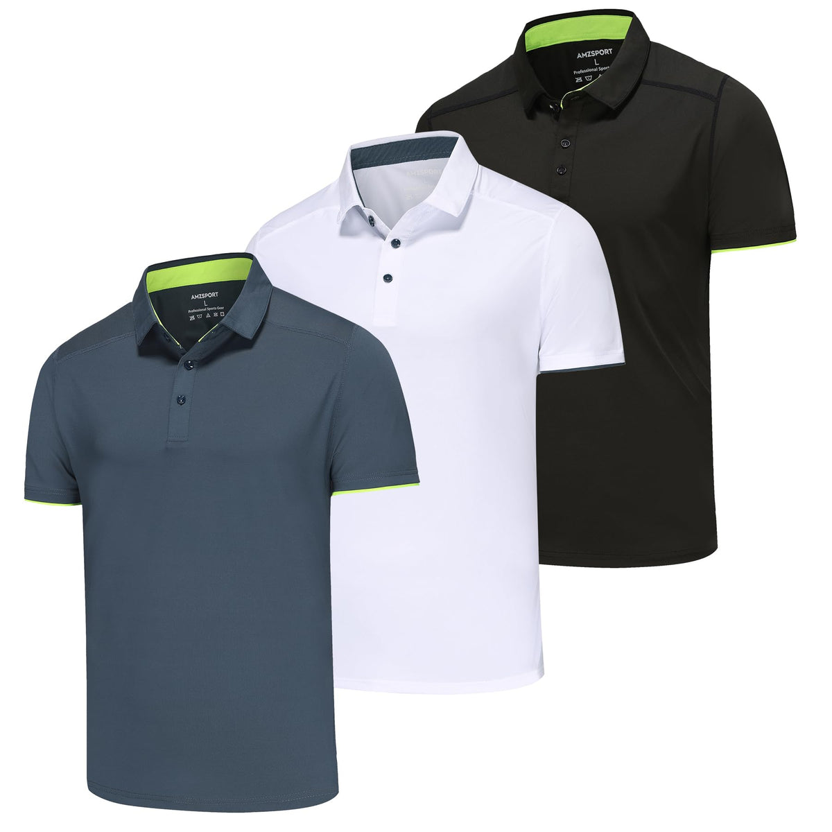 AMZSPORT 3 Pack MEN Poloshirt Basic  Polo T Shirt Slim Fit Golf