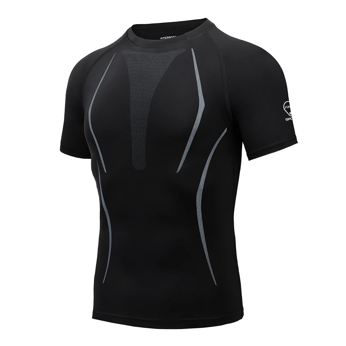 AMZSPORT Men's Short Sleeve Compression Shirt Quick-Dry Running Top