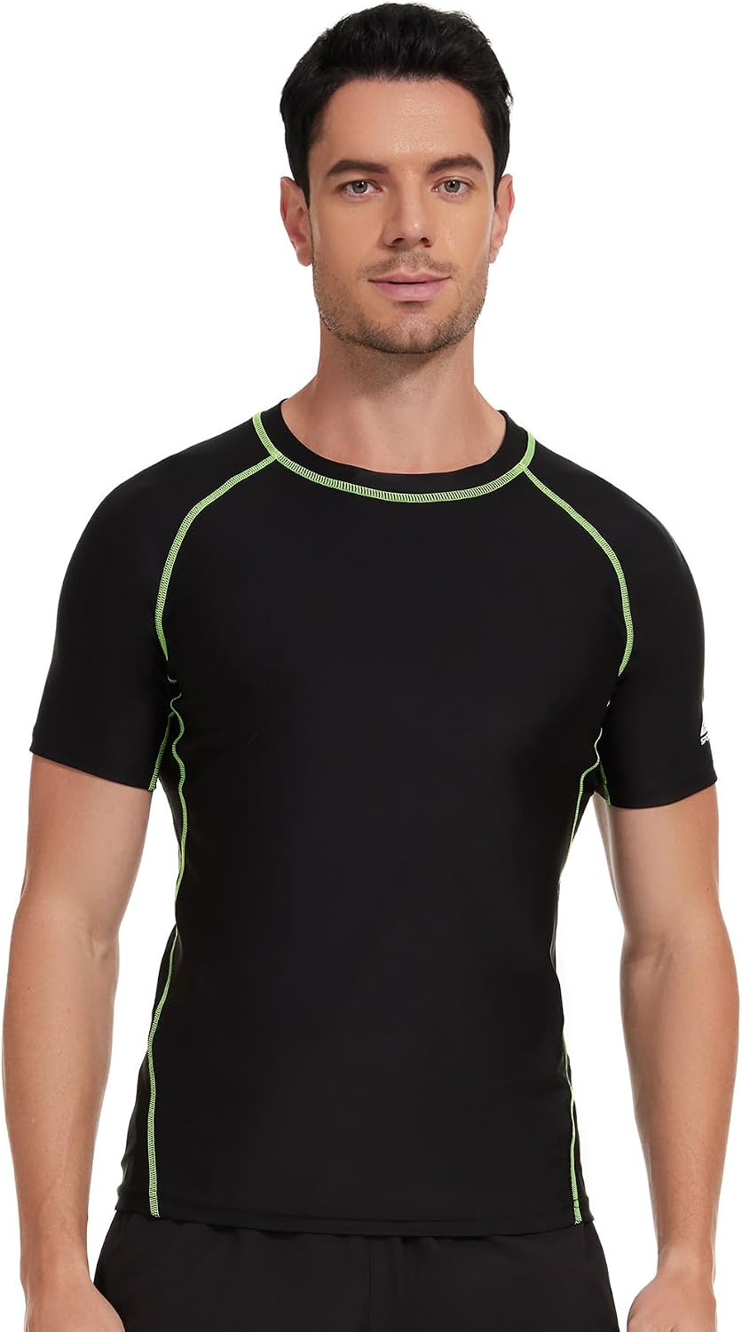 AMZSPORT Men's Rash Guard Shirt, UPF 50+ UV Protection