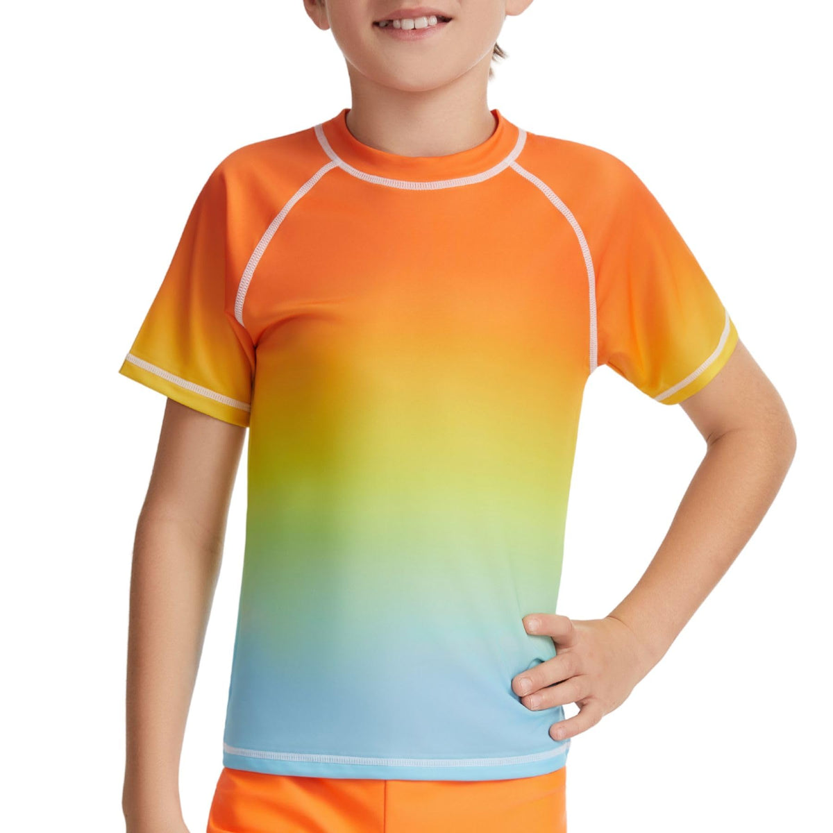 AMZSPORT Kids UPF 50+ Short Sleeve Swim Shirt