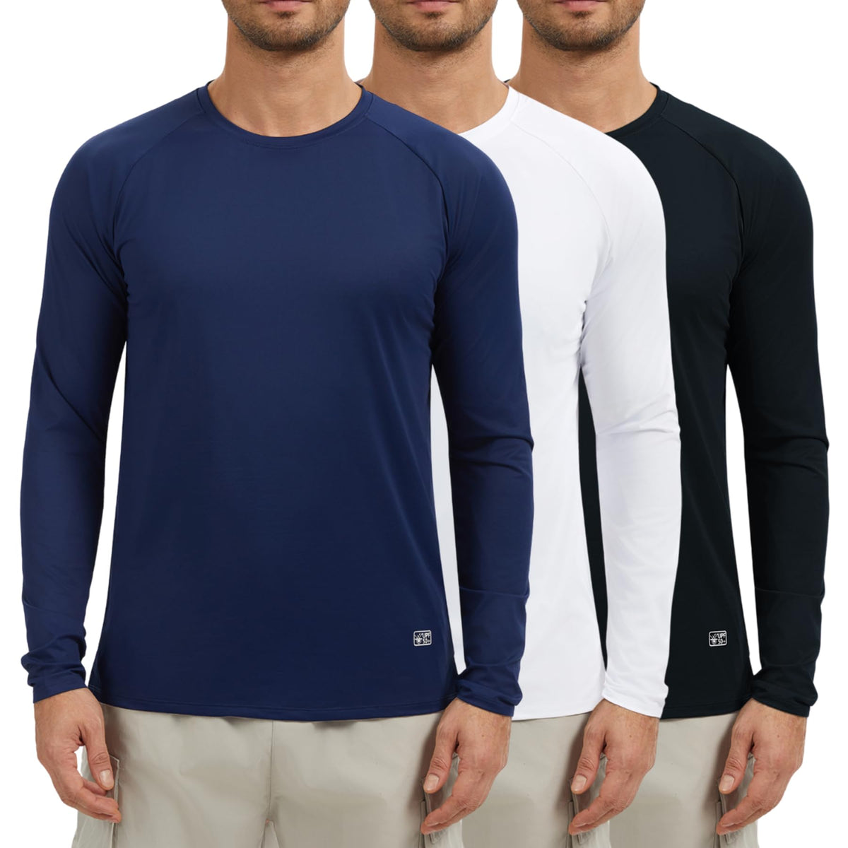 AMZSPORT Men's 3-Pack UPF 50+ Long Sleeve Sun Protection Shirt